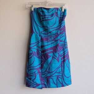 Zara strapless purple & blue neon tube strapless mini dress